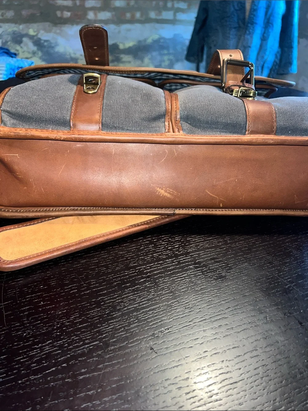 Korchmar “ Garfield” waxed canvas briefcase.